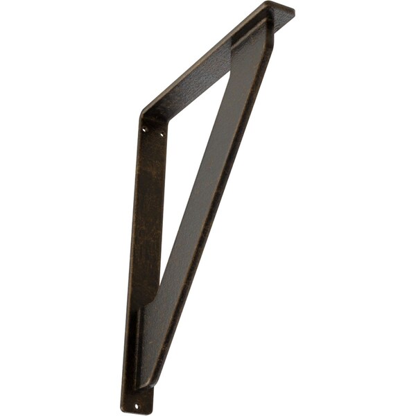Ekena Millwork Traditional Wrought Iron Bracket, (Single center brace), Antiqued Brass 1 1/2"W x 7 1/2"D x 10"H BKTM01X07X10STRABS - main